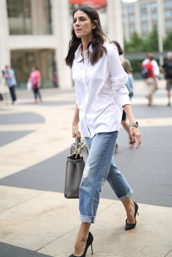 Fashion inspiration White Shirt and Blue Jeans Cool Chic Style